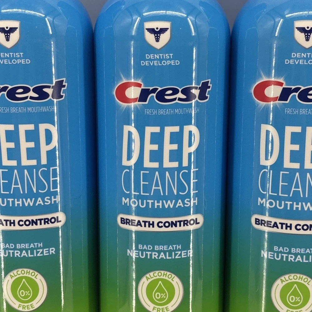 4 Crest Deep Cleanse Mouthwash Breath Control Soft Mint 16oz Alcohol Free